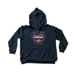 American Eagle Black Hoodie Sweatshirt - Size XL